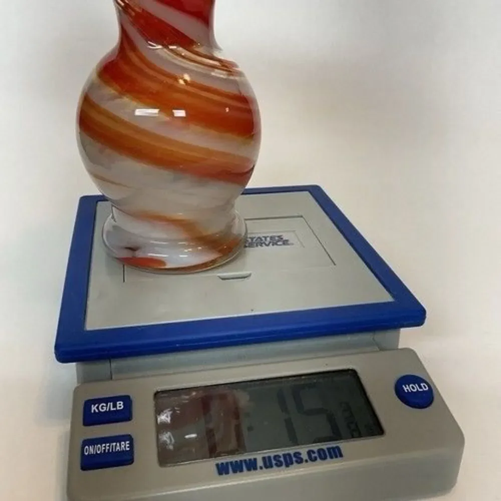 Vintage Smith's‎ Old Timer Hand Blown Swirl Glass Vase w/ Ruffles 6.75